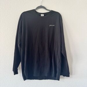 PINK Victoria’s Secret Black Long Sleeve Tee Shirt XL Logo Lounge